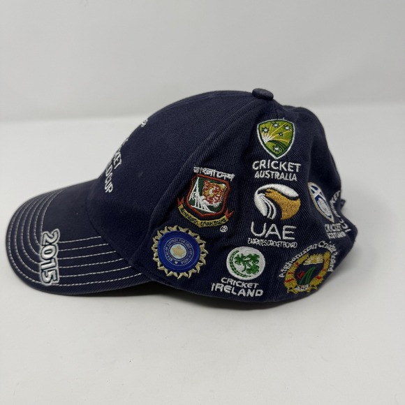 ICC Cricket World Cup 2015 Hat Cap Strap Back Mens One Size Blue Cricket Logos - Picture 3 of 8